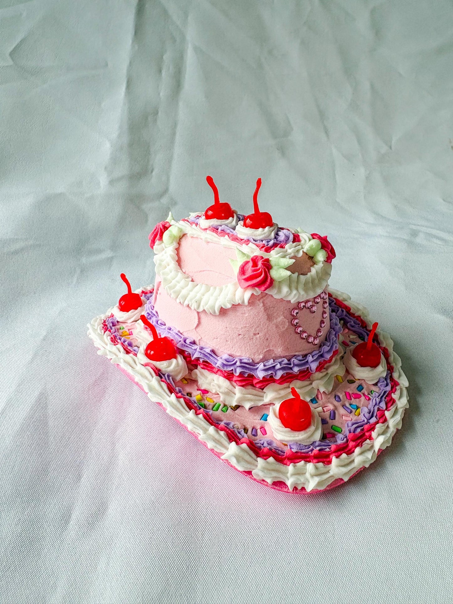 Cake Cowboy Hat for Pets | Fake Cake Pet Hat | Cherry Lambeth Style Dog & Cat Hat | Birthday Pet Costume | Cute Pet Photoshoot Accessory