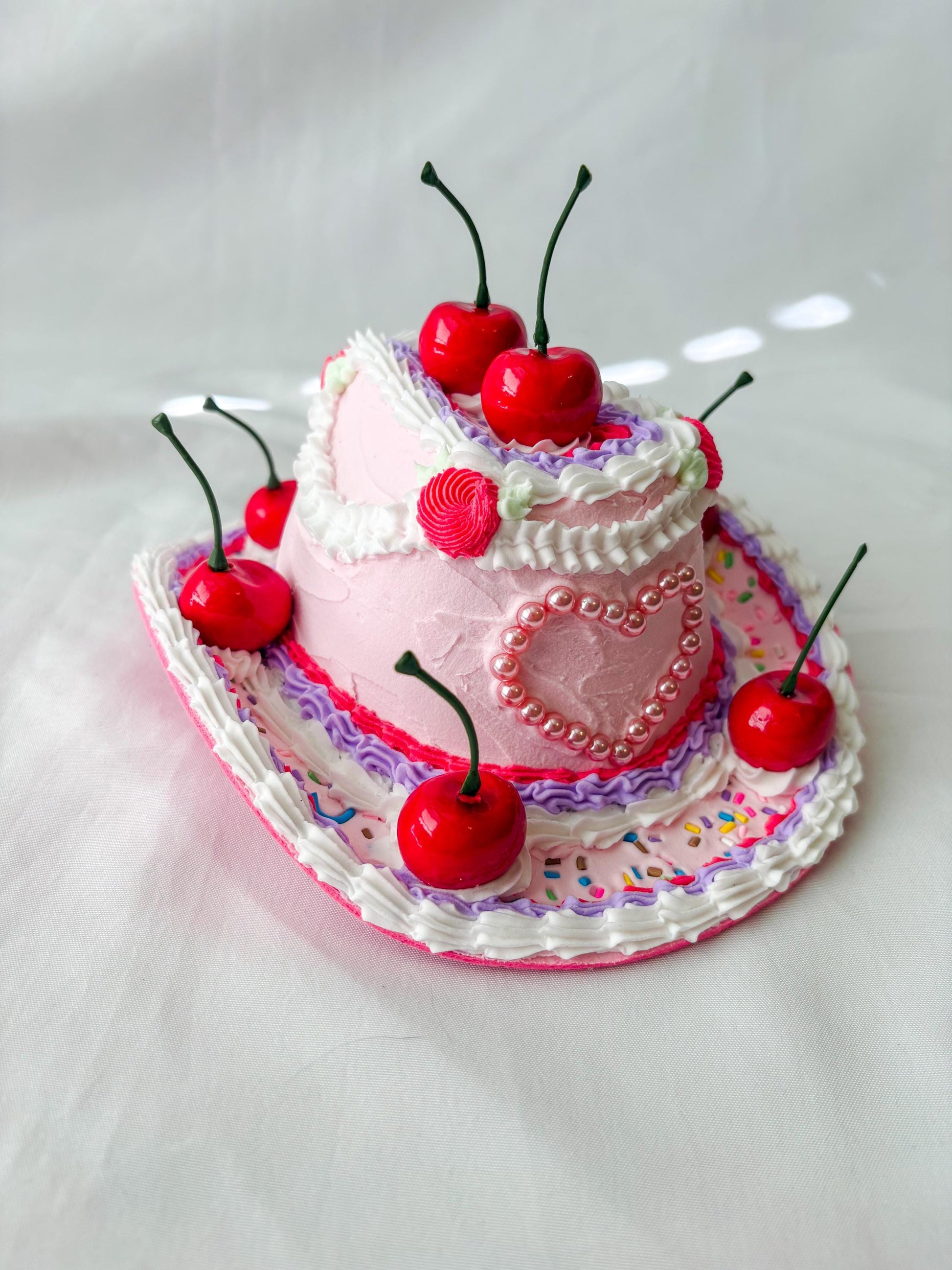 Cake Cowboy Hat for Pets | Fake Cake Pet Hat | Cherry Lambeth Style Dog & Cat Hat | Birthday Pet Costume | Cute Pet Photoshoot Accessory