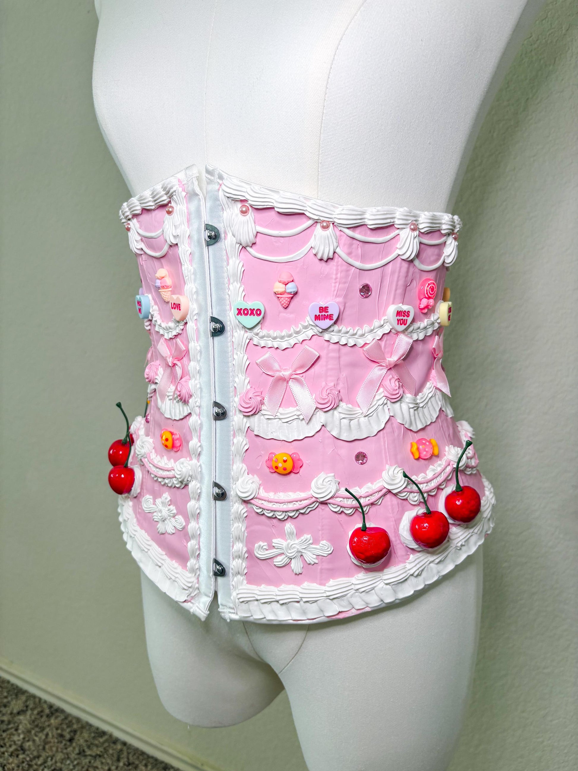 Customizable Cake Waist Corset | Dessert-Inspired Waist Corset | Wearable Cake Art | Candy Land & Cherry Cake Couture