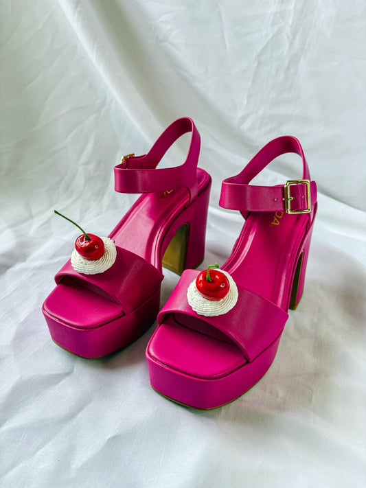Cherry & Strawberry Cake Shoe Clips – Faux Frosting Dessert Shoe Charms