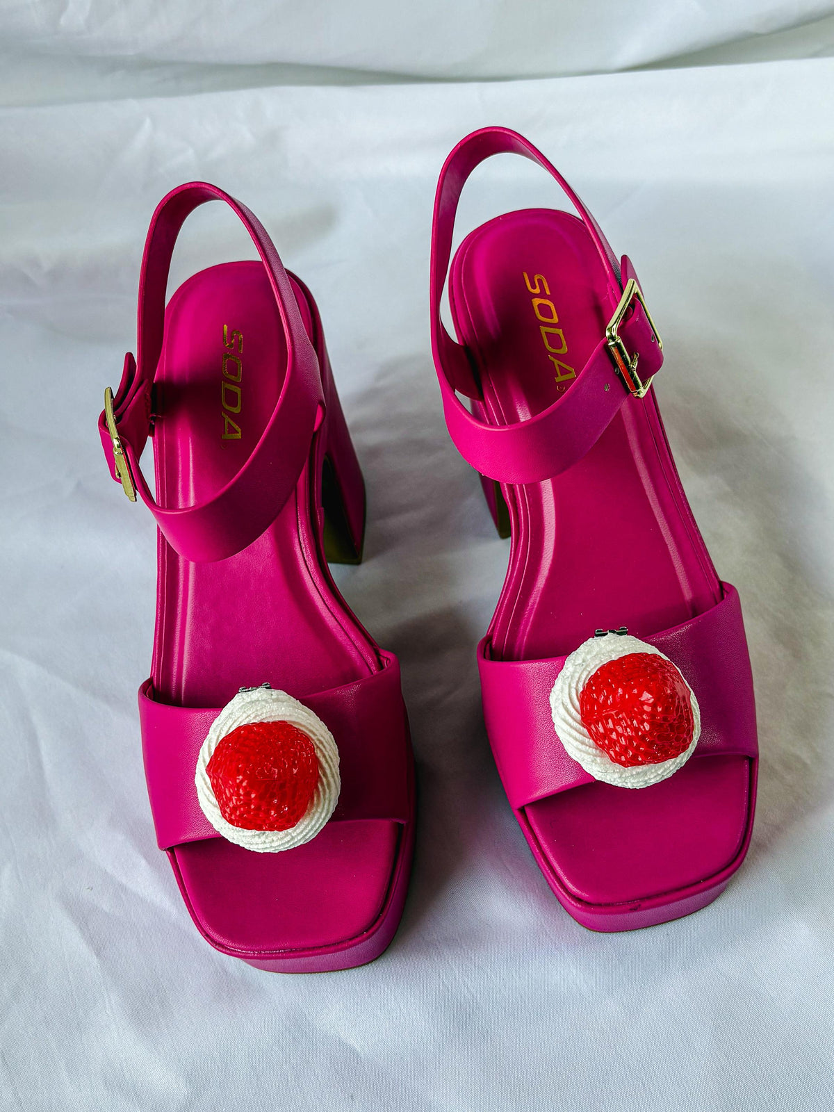 Cherry & Strawberry Cake Shoe Clips – Faux Frosting Dessert Shoe Charms