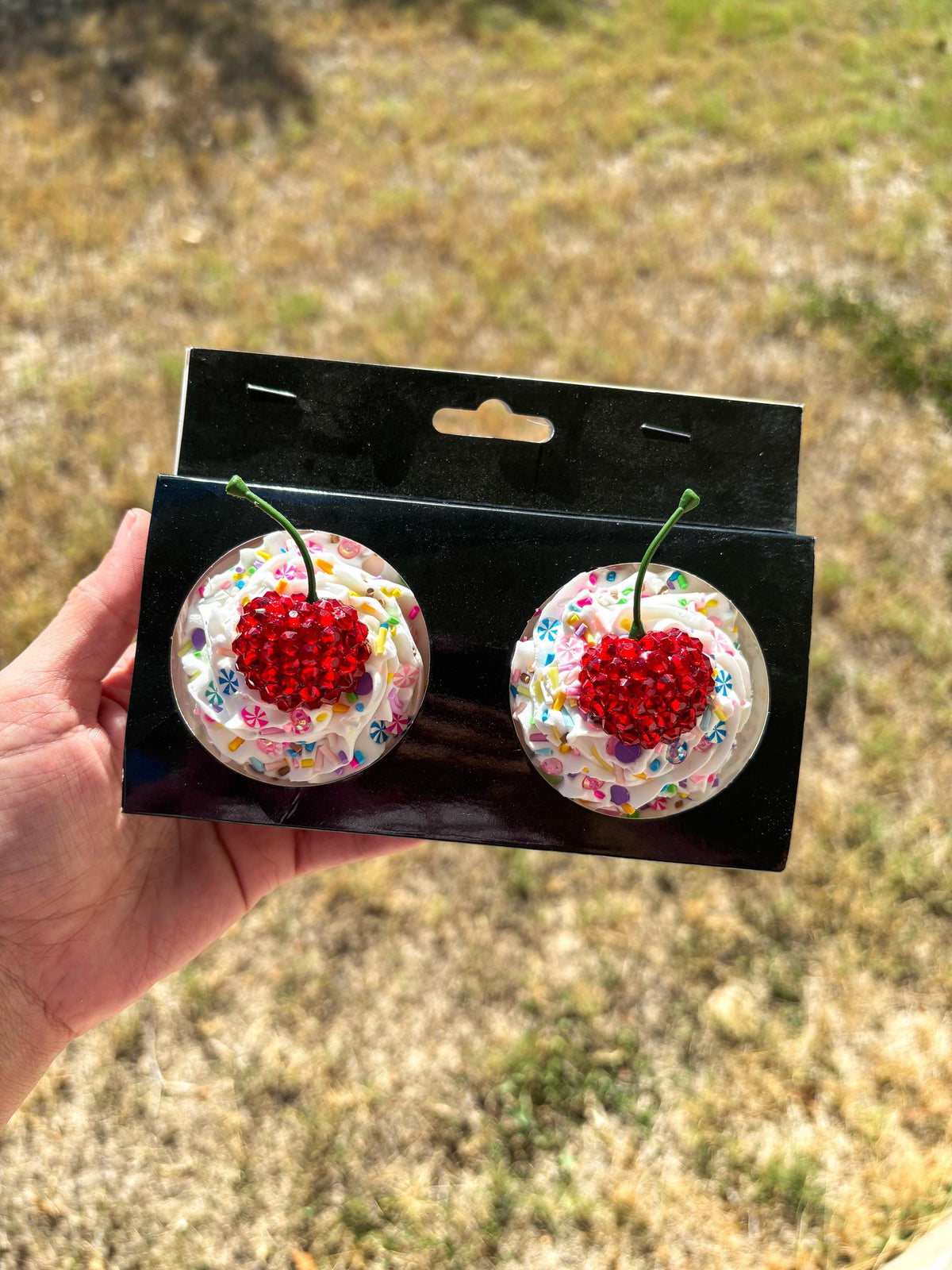 Whipped Cream Pasties with Cherry – Handmade Cake-Inspired Nipple Covers | Kawaii Dessert Lingerie | Rave, Festival, Boudoir Accessory