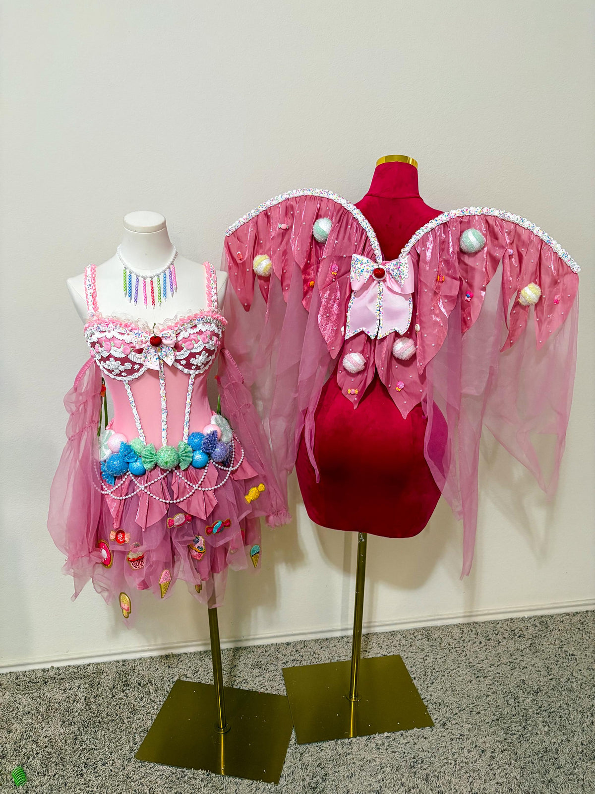 Cake & Candy Fairy Costume – Pink Dessert Dress with Matching Fairy Wings