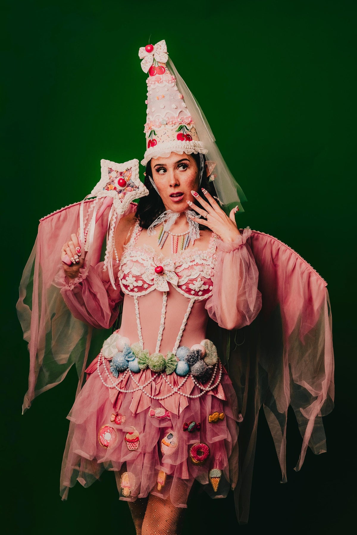 Cake & Candy Fairy Costume – Pink Dessert Dress with Matching Fairy Wings