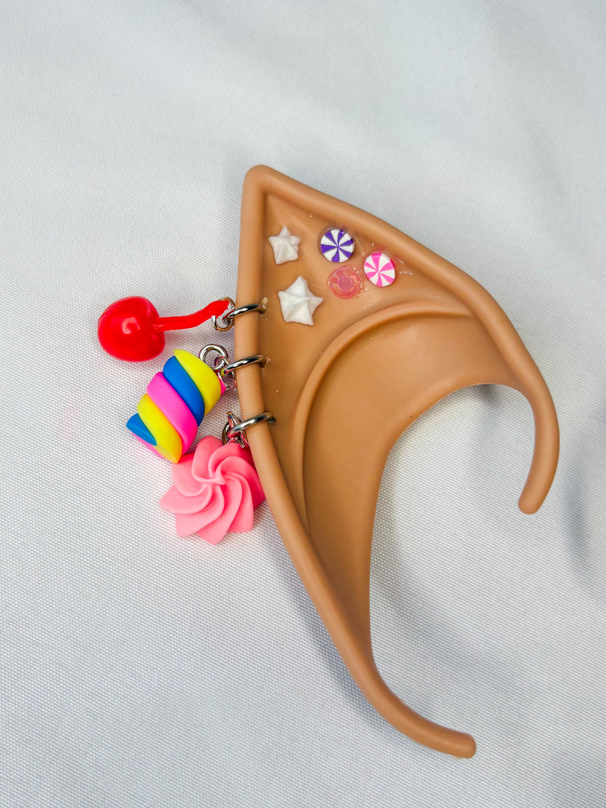 Candy Fairy/Elf Ears with Faux Piercings | Silicone Ears with Candy Charms | Cosplay, Rave & Costume Accessories