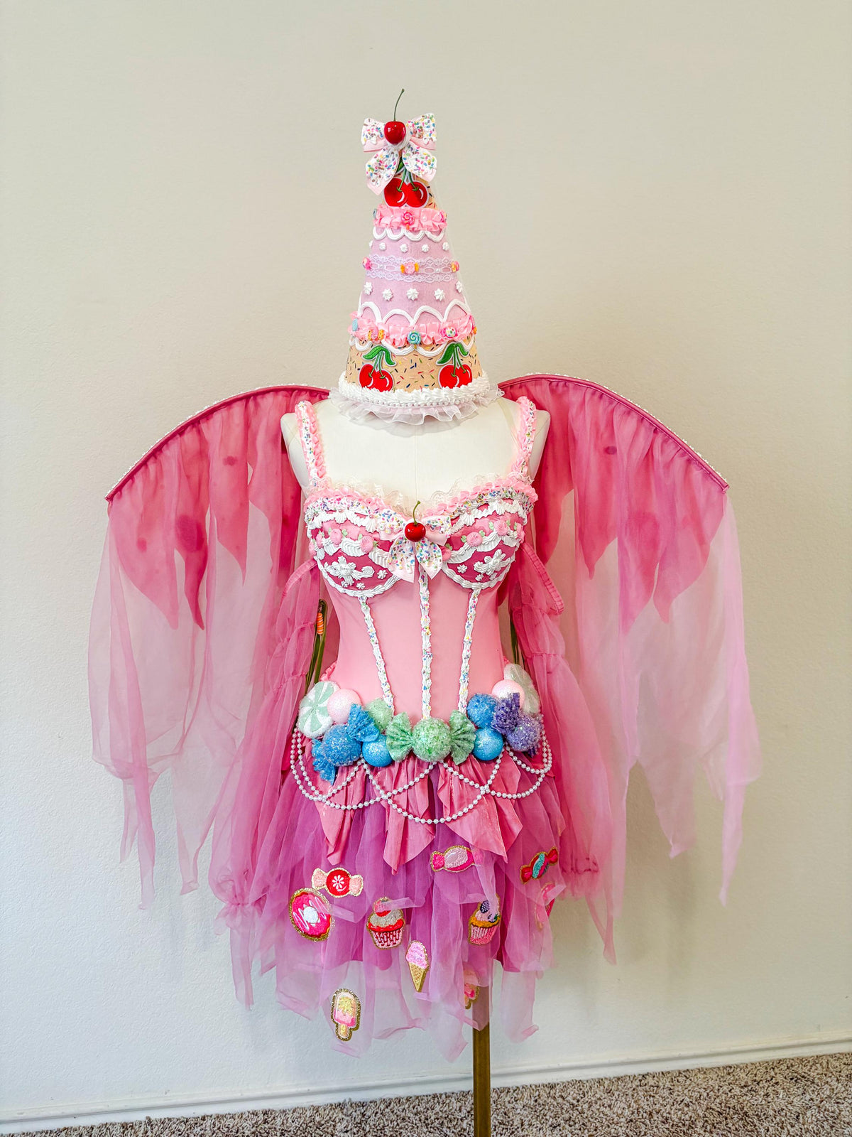 Cake & Candy Fairy Costume – Pink Dessert Dress with Matching Fairy Wings