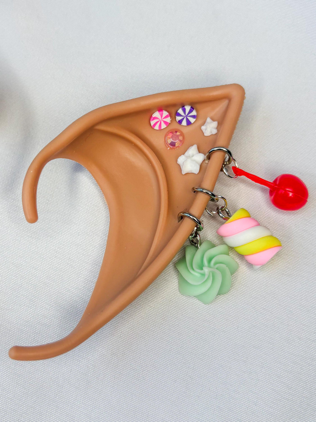 Candy Fairy/Elf Ears with Faux Piercings | Silicone Ears with Candy Charms | Cosplay, Rave & Costume Accessories