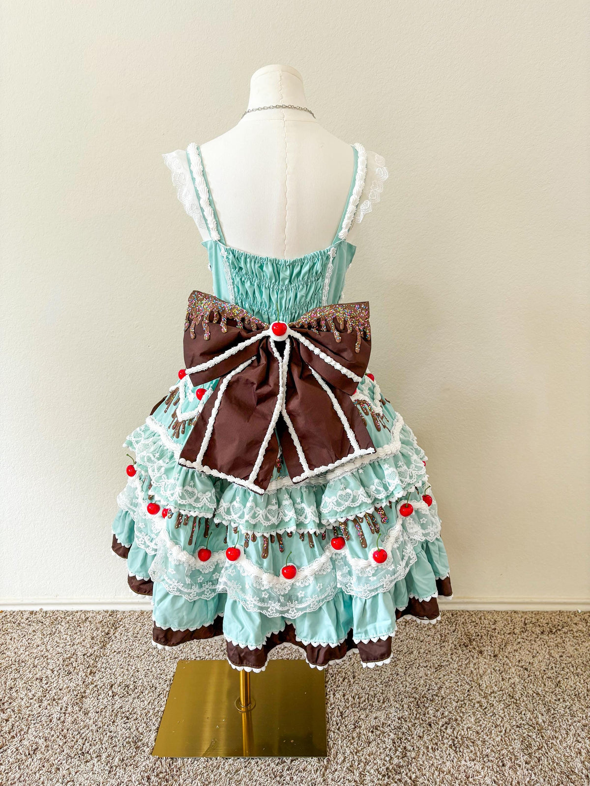 Customizable Lolita Cake Dress - Mint Chocolate Chip Cake Dress - Coquette, Bows, Kawaii Dessert Costume