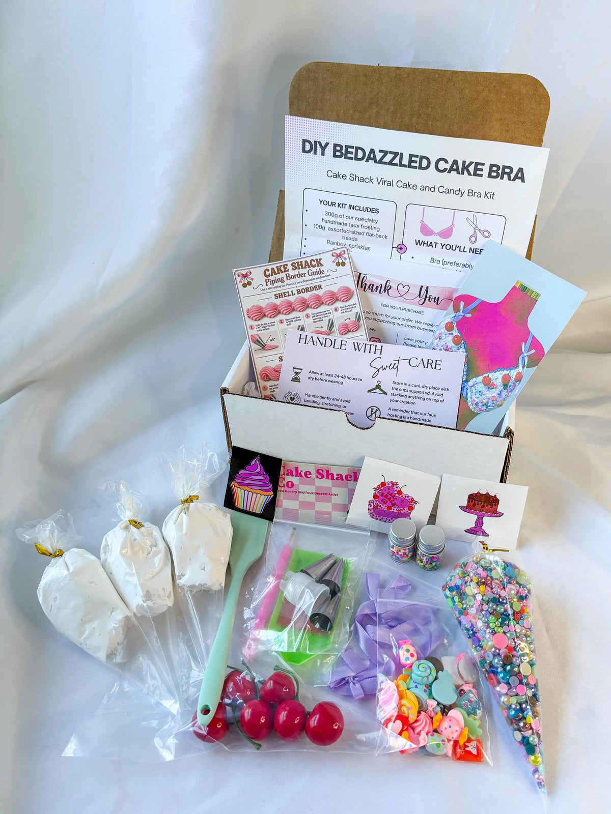 DIY Bedazzled Cake Bra Kit - Custom Faux Frosting, Beads & Candy Charms - Decorate Your Own Cake Bra Customizable