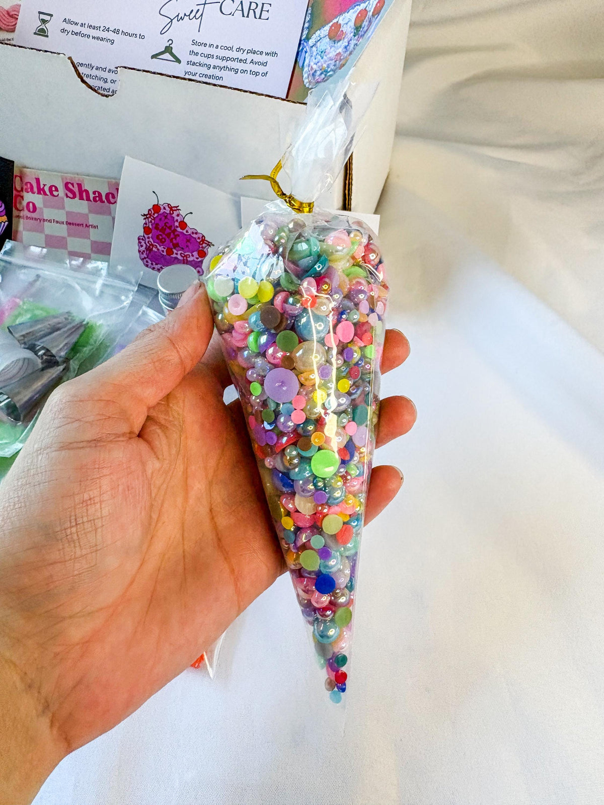 DIY Bedazzled Cake Bra Kit - Custom Faux Frosting, Beads & Candy Charms - Decorate Your Own Cake Bra Customizable