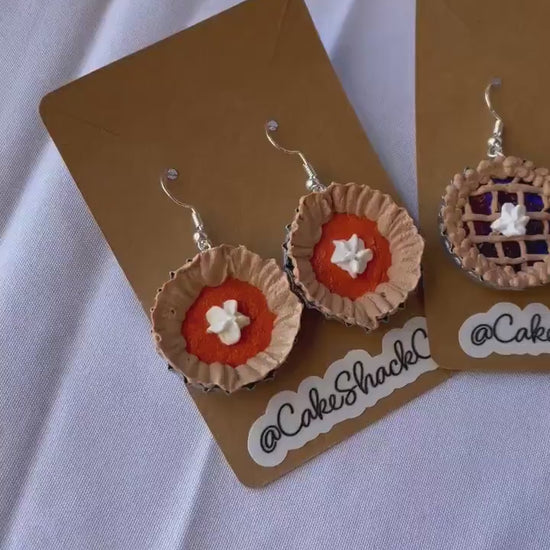 Bottle Cap Pie Earrings - Cherry, Blueberry, Pumpkin, Chocolate, Lemon, Stawberry HYPOALLERGENIC