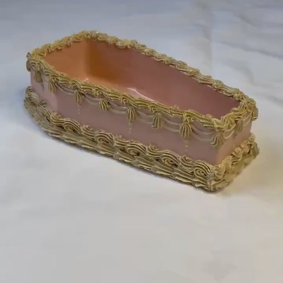 Pink Ceramic Coffin Jar and Candle
