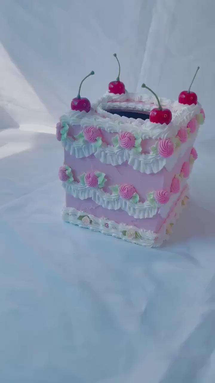 Vintage Pink Fake Cake Tissue Box Holders