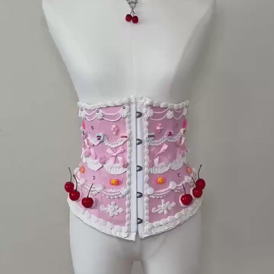 Customizable Cake Waist Corset | Dessert-Inspired Waist Corset | Wearable Cake Art | Candy Land & Cherry Cake Couture