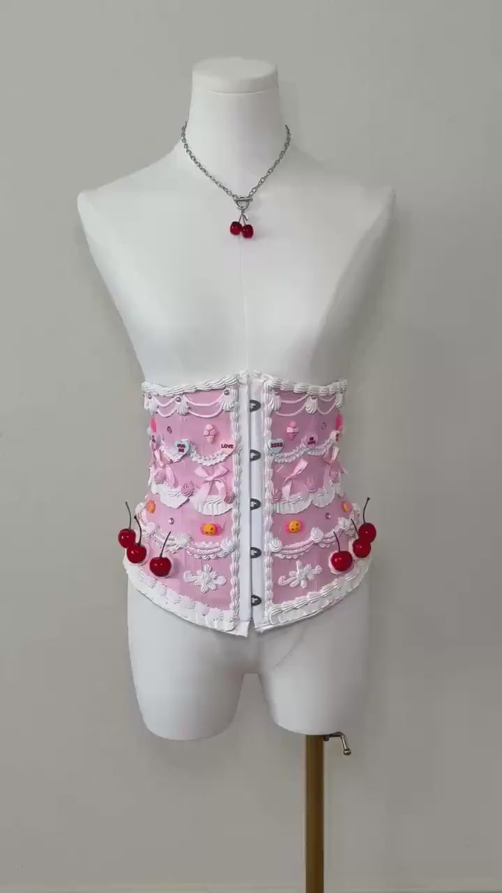 Customizable Cake Waist Corset | Dessert-Inspired Waist Corset | Wearable Cake Art | Candy Land & Cherry Cake Couture