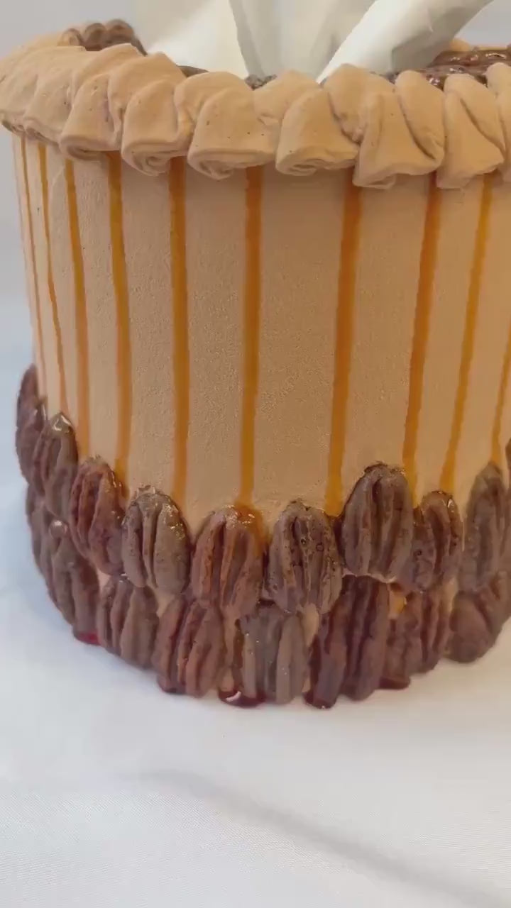 Fake Pecan Pie Tissue Holder