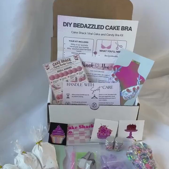 DIY Bedazzled Cake Bra Kit - Custom Faux Frosting, Beads & Candy Charms - Decorate Your Own Cake Bra Customizable