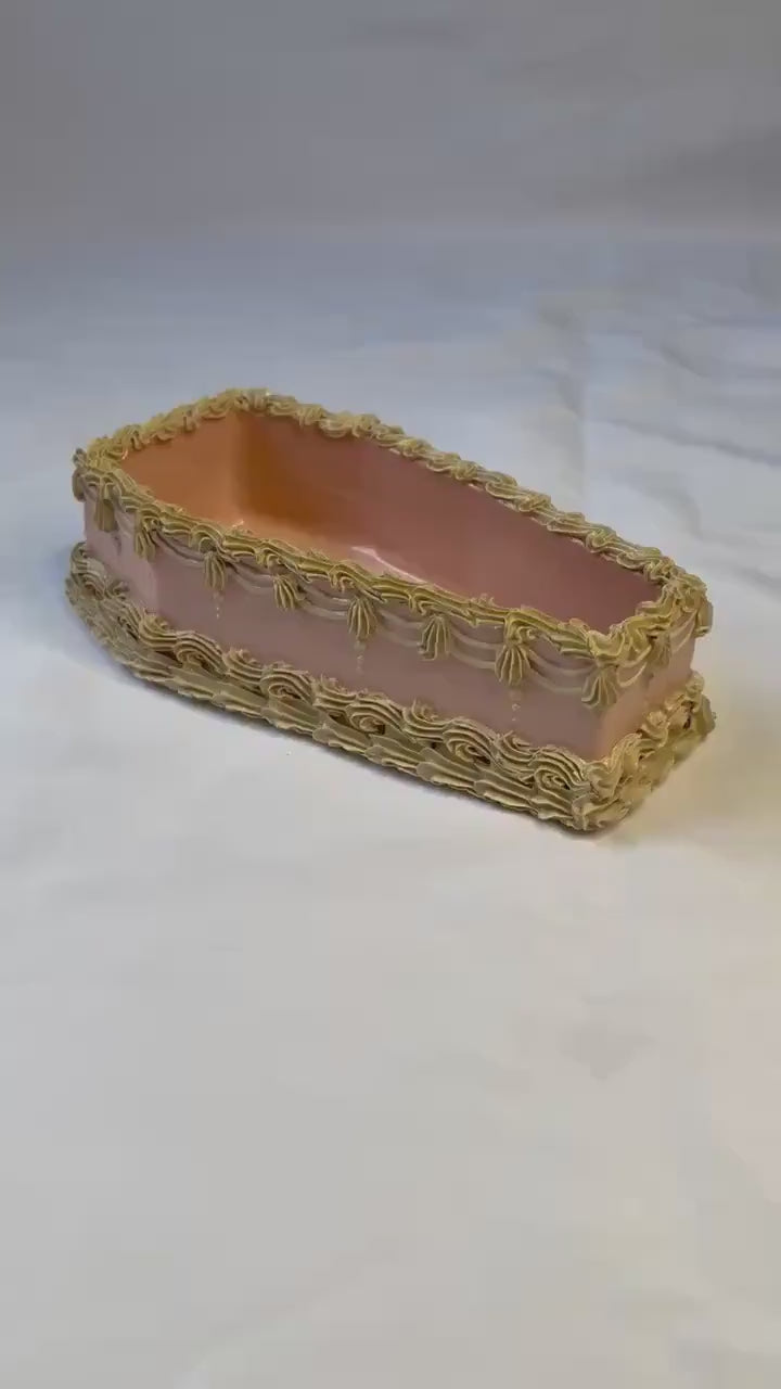 Pink Ceramic Coffin Jar and Candle