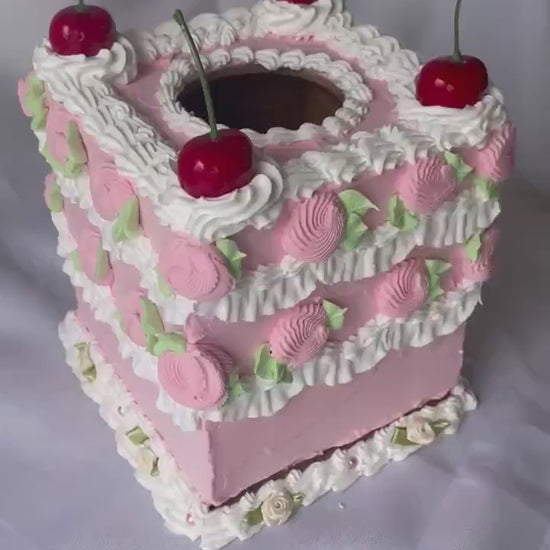 Vintage Pink Fake Cake Tissue Box Holders