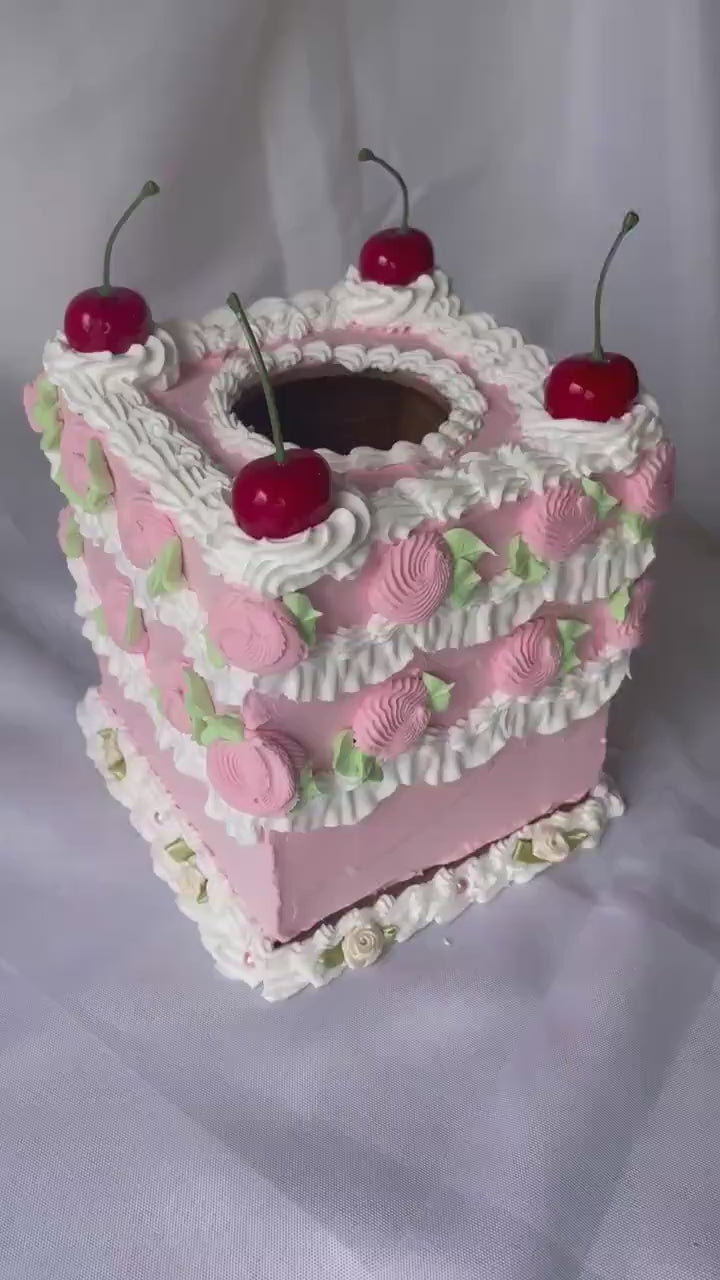 Vintage Pink Fake Cake Tissue Box Holders