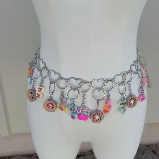 Candy Charm Waist Chain Belt – Kawaii Dessert Body Chain | Festival Jewelry, Rave Outfit, Y2K Charm Belt