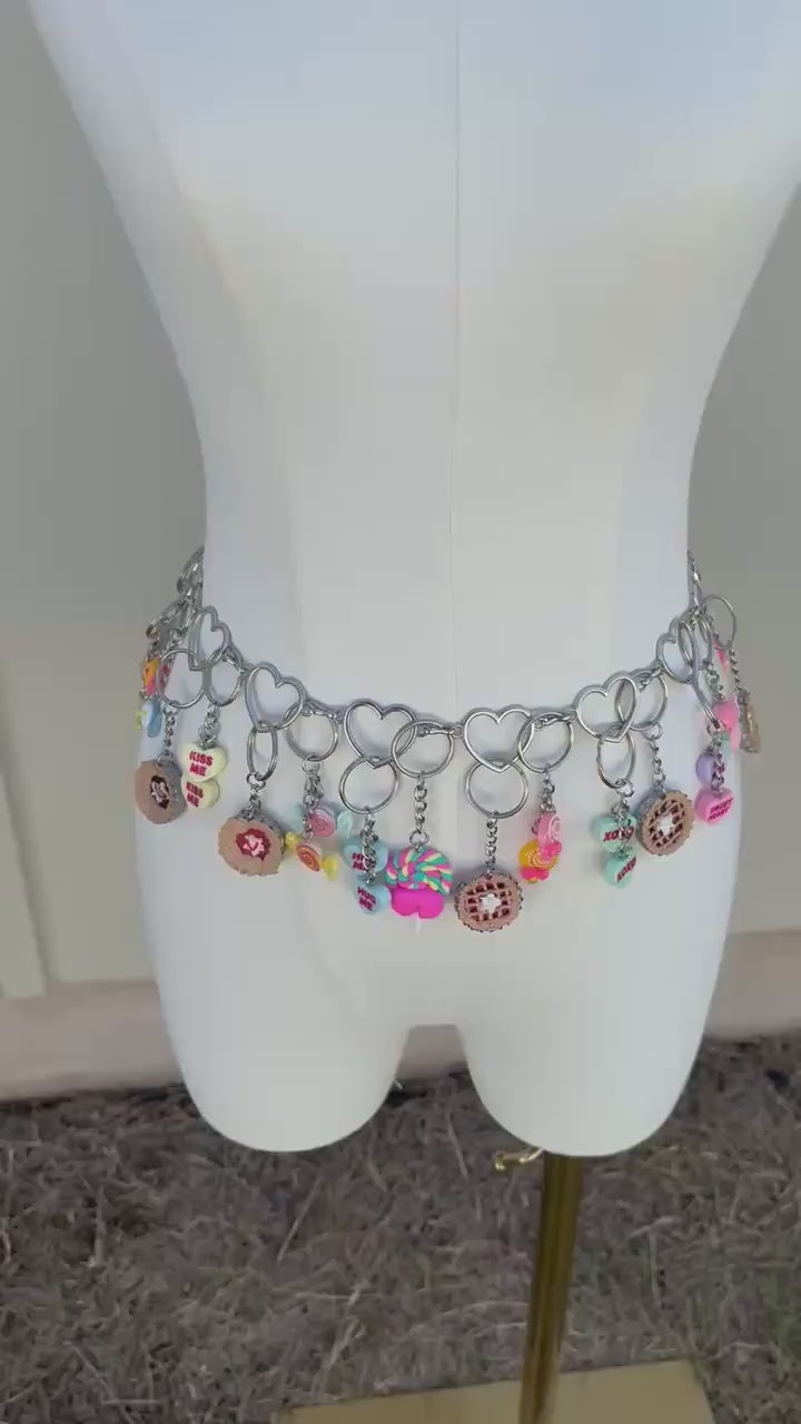 Candy Charm Waist Chain Belt – Kawaii Dessert Body Chain | Festival Jewelry, Rave Outfit, Y2K Charm Belt