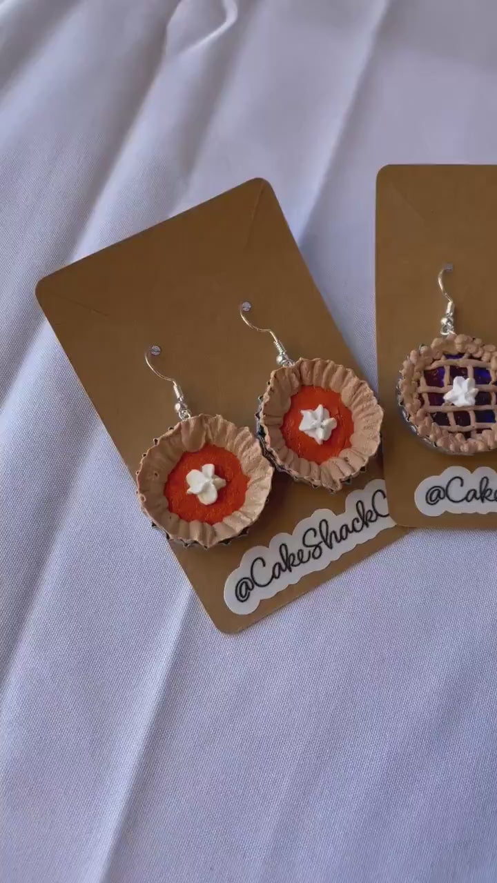 Bottle Cap Pie Earrings - Cherry, Blueberry, Pumpkin, Chocolate, Lemon, Stawberry HYPOALLERGENIC