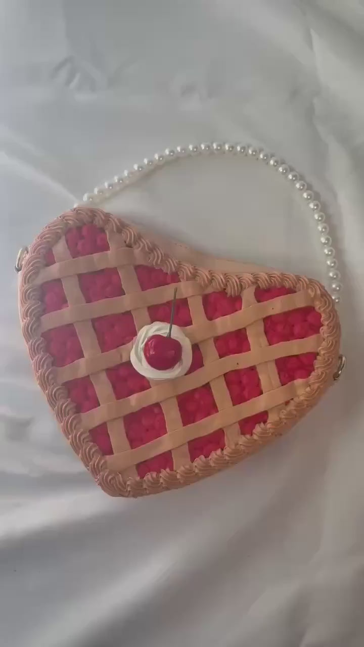 Heart Shaped Cherry and Blueberry Pie Purses