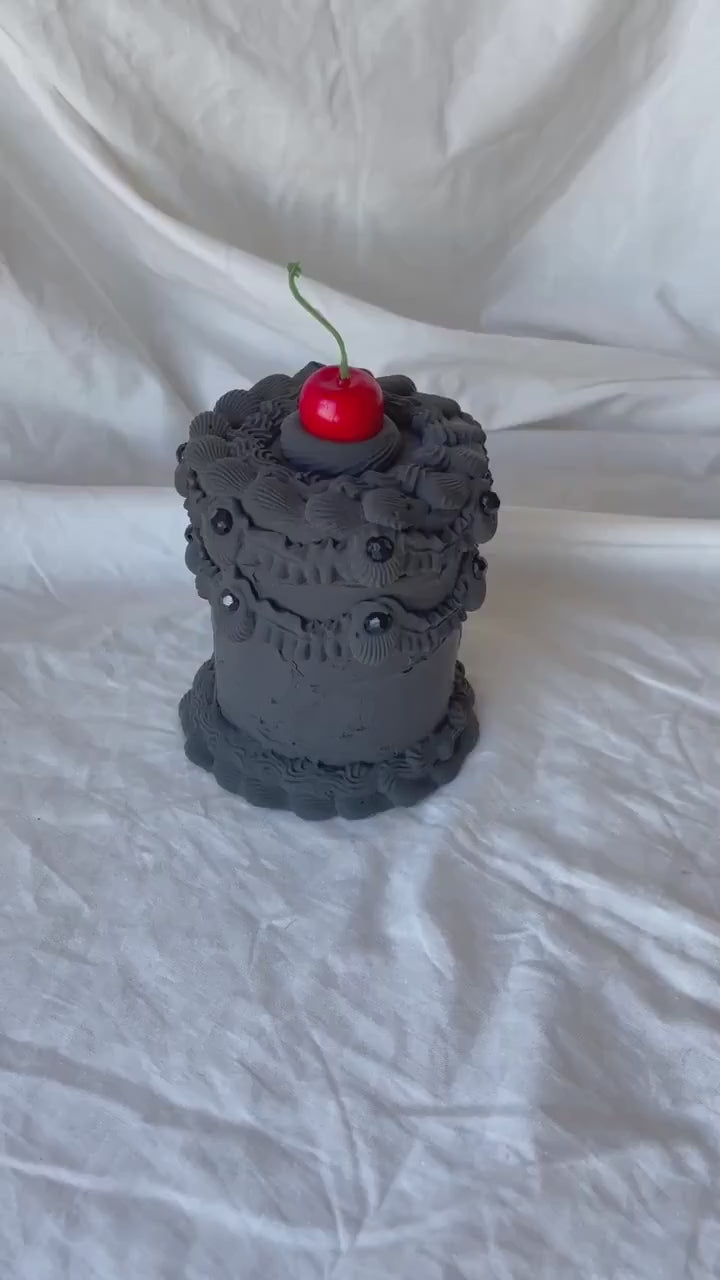 Gothic Matte Black Fake Cake Box