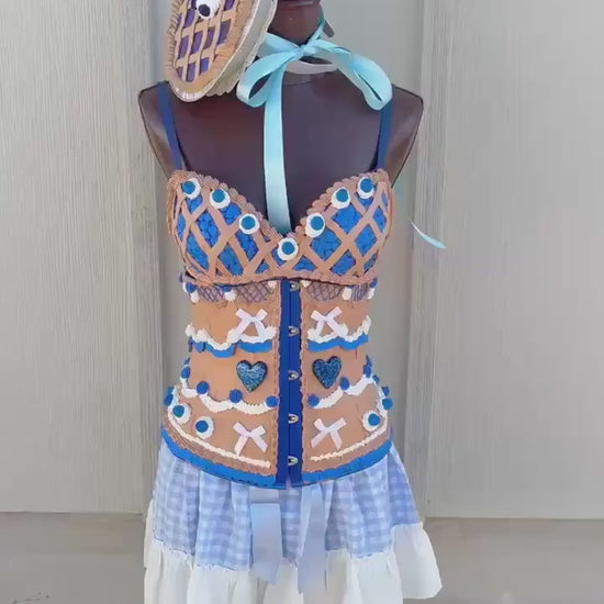 Cherry and Blueberry Pie Pin-Up Costumes -  Pie Bra and Wait Corset  &  Gingham Skirt